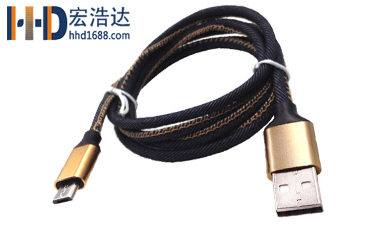 宏浩達(dá)廠家直銷(xiāo)安卓數(shù)據(jù)線micro USB牛仔布充電數(shù)據(jù)線廠家專(zhuān)業(yè)定制