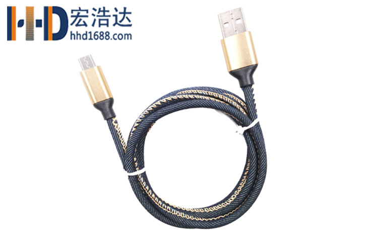 宏浩達(dá)廠家直銷(xiāo)安卓數(shù)據(jù)線micro USB牛仔布充電數(shù)據(jù)線廠家專(zhuān)業(yè)定制